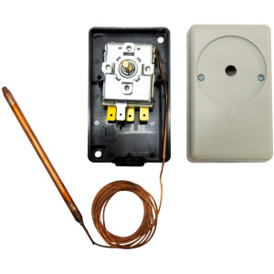 Danfoss 060H1708 UT 72, Termostato Mecanico, -30 a 30 C, Capilar de Cobre 3 m, Auto Reseteo, SPDT, Cerramiento IP20