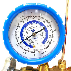 Appli Parts APMG-A4B36S R600 Manifold Gauge Set, Brass Body with Sight-glass, Includes 36 in Hose Set 1/4in SAE, Dual Pressure psi/Bar, Dual Temperature Fahrenheit/Celsius Scales 