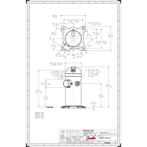 Danfoss HRH036U2LP6 3 tons 36.000 btu/h R410A Compressor Scroll para Aire Acondicionado 208-230/3/60 (V/Ph/Hz) Descarga 1/2 pulg, Succion 3/4 pulg, ODF, PVE Oil 121L1266, 121L1263