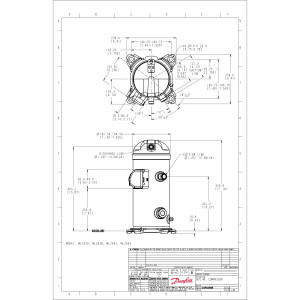 Danfoss MLZ038T2LQ9A 5 HP MBP Compresor Scroll para Refrigeracion 208-230/3/60 (V/Ph/Hz) R404,R407,R507,R452,R134,R513,R22,R448,R449 Valvulas Rotolock V05,V06, Aciete POE 121L8777 Remplaza 120U8045, 120U8046, 121U8777, 121L8776