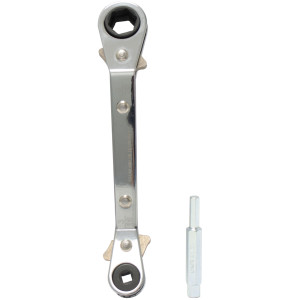 Uniweld 70075 Llave Ratchet, 1/2 y 9/16 pulg apertura exagonal, 3/16 y 1/4 pulg apertura cuadrada, con Adaptador Dual para Valvula exagonal de 3/16 y 5/16