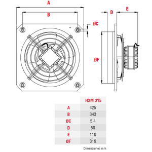 Axial Fan Soler palau Hxm 315 127v 1065cfm