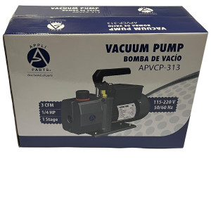 Appli Parts APVCP-313 1/4HP 115-220 V, 50/60 Hz Refrigeration Vacuum Pump 3.0 CFM 1 Stage for Heating Air Conditioning and Refrigeration Systems for Home and Auto Applications