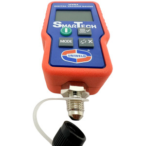 Uniweld UVG3 Smartech Digital Vacuum Gauge, Backlit Display. 0-15000 Micron Range Max Over pressure 500psi, UVGA adapter Included Requires 1 CR132AA Battery (included)