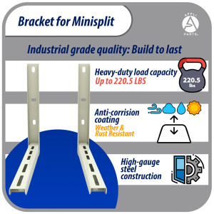 Appli Parts APAB-2100 Mini Split Wall Mounting Bracket, Heavy Duty Condenser Support up to 220 lbs, Universal for Outdoor Unit from 5,000 to 36,000 BTU with Installation Kit 