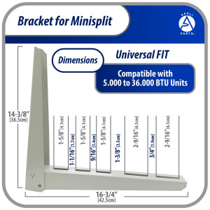 Appli Parts APAB-2100 Mini Split Wall Mounting Bracket, Heavy Duty Condenser Support up to 220 lbs, Universal for Outdoor Unit from 5,000 to 36,000 BTU with Installation Kit 