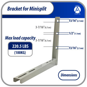 Appli Parts APAB-2160 Mini Split Wall Mounting Bracket - Heavy Duty Outdoor Support Up to 330 lbs, Universal Fit for 5000 to 36000 BTU Units, Includes Anti Vibration Pads and Full Installation Kit