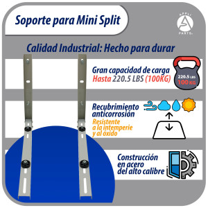 Appli Parts APAB-2160 Soporte de Montaje en Pared para Mini Split - Soporte Universal hasta 150 kg, Compatible con 5000 a 36000 BTU, Incluye Gomas Antivibracion y Kit Completo de Instalacion