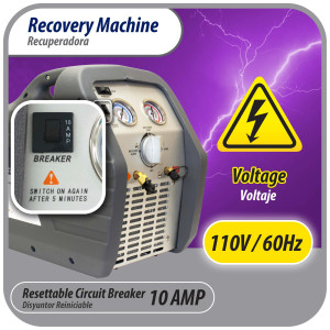 Appli Parts APRRM-121 1/2 Hp Refrigerant Recovery Machine for hvac freon reclaim 110 V, 60 Hz Portable Universal application works with multiple refrigerant includes filter drier and hose