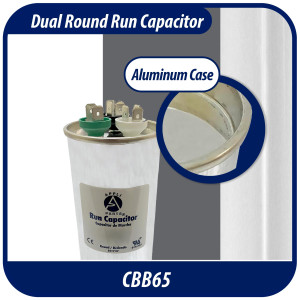 Appli Parts Condensador Capacitor de Marcha 40+5 Mfd uF (microfaradios) 370VAC o 450VAC CBB65 Universal Aire acondicionado y otras aplicaciones Redondo UL E476928 12cm Alto 5cm Ancho CON-40/5-450 