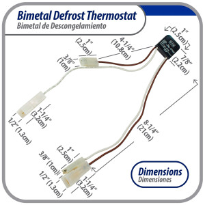 Appli Parts APBT-B261P Bimetal Thermostat Mabe Type 4 Wire Open 45 F and Close 25 F 4 plugs Reference BIM-261 / Atlas Millenium / Innovation / Thermodisc