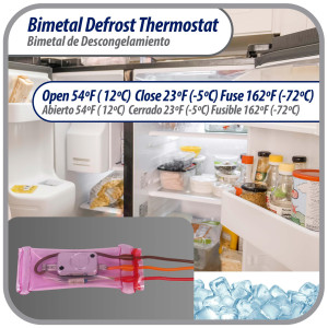 Appli Parts APBT-S2008FP Bimetal Thermostat Asian Type 3 Wire Open 54F Close 23F Fuse 162F Orange / Red / Brown, Model Reference BIM-2008 / Thermodisc