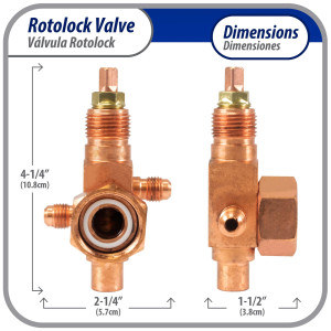 Appli Parts APRV-VA01 Rotolock Valve V01 1 in x 3/8 in ODF solder connection Universal replacement valve will work for refrigeration and air conditioning systems