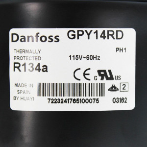 Danfoss GPY14RDA 1/2HP+ R134a Fractional Refrigeration Compressor MHBP 115/1/60 (V/Ph/Hz) 123B1584