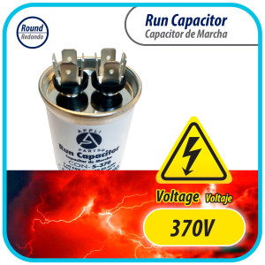 Appli Parts Condensador Capacitor de Marcha 5 Mfd uF (microfaradios) 370VAC CBB65 Universal Aire acondicionado y otras aplicaciones Redondo UL E476928 6.7cm Alto 4.1cm Ancho CON-5-370-R