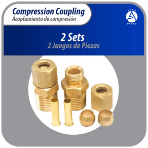 Appli Parts APWF-100BC Acople de Reduccion de compresion de laton de 1/4 pulg para filtro de agua en linea con conexion NPT macho de 3/8 pulg para tuberia de cobre o PVC