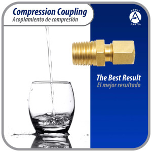 Appli Parts APWF-100BC Acople de Reduccion de compresion de laton de 1/4 pulg para filtro de agua en linea con conexion NPT macho de 3/8 pulg para tuberia de cobre o PVC