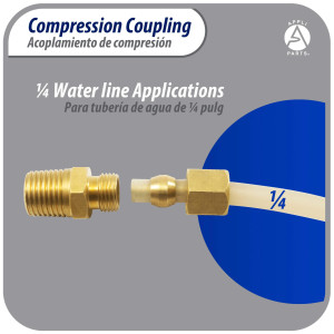Appli Parts APWF-100BC Acople de Reduccion de compresion de laton de 1/4 pulg para filtro de agua en linea con conexion NPT macho de 3/8 pulg para tuberia de cobre o PVC