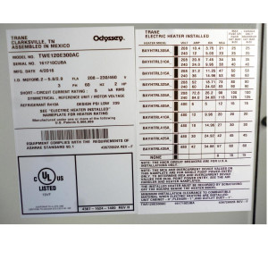 Air Handler 120.000 Btu 230-460v/60hz/3ph Trane R410 (Dual Circuit) Twe120e300a