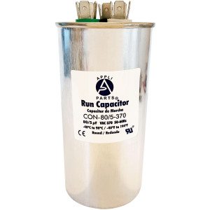 Appli Parts Condensador Capacitor de Marcha 80+5 Mfd uF (microfaradios) 370VAC CBB65 Universal Aire acondicionado y otras aplicaciones Redondo UL E476928 6.3cm Ancho 13.3cm Alto CON-80/5-370-R