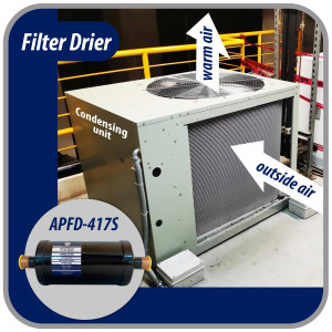 Appli Parts APFD-417S 7/8 in Liquid Line Refrigerant AC Filter Drier hvac Refrigeration 417S ODF Sweat Solder connection universal unidirectional 10-1/2 in long 3-3/4 in wide