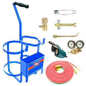 Uniweld KC100FC Welding Outfit Includes: Welding Handle / Brazing Tip / Oxygen and Acetylene Regulator / Twin Hose / Goggles / Flint Lighter / Carrying Stand / No Tanks Included