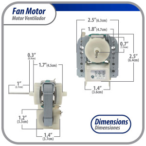 Appli Parts APFM-317 11.5 W Fan Motor, 110 V, 50/60 Hz, 0.21 A, 3000 rpm, CCW rotation for Refrigerator Evaporator replacement for original part numbers WR60X30349, WR60X190, WR60X182 and others