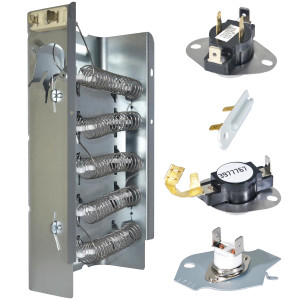 279838 Appli Parts dryer Heater Element 279838KAP KIT: 279838 dryer heating element, 3977767 thermostat, 3387134 thermostat, 3392519 thermal fuse, 3977393 thermal fuse replacements
