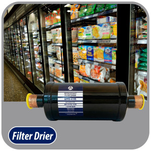 Appli Parts APFD-419S 1-1/8 in Liquid Line Refrigerant AC Filter Drier hvac Refrigeration 419S ODF Sweat Solder connection universal unidirectional 10-1/2 in long 3-3/4 in wide