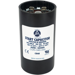 Appli Parts CON-340-250 Capacitor de Arranque 340-408 MFD (microfaradios) uF, 250 VAC. Universal para Motores Electricos, condensador de arranque de 4.6 cm de Diametro, 8.6 cm de Alto