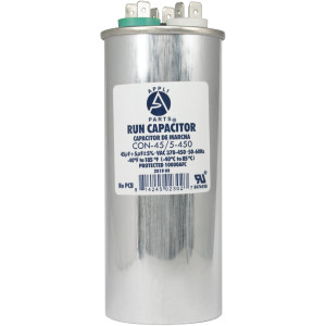 Appli Parts Condensador Capacitor de Marcha 45+5 Mfd uF (microfaradios) 370VAC o 450VAC CBB65 Universal Aire acondicionado y aplicaciones Redondo UL E476928 13.3cm Alto 5cm Ancho CON-45/5-450  