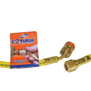 Uniweld EZM3Y Manguera Manometro 36 pulg / 90cm Amarilla 1/4 X 5/16 CFC/HCFC/HFC R410 Ez-Turn Anti-Blowback