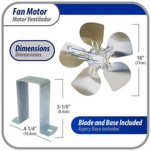 Appli Parts APFM-181E 18W Condenser and Evaporator Fan Motor 115V 60Hz 1.1A, Includes 10in Aluminum Fan Blade and Mounting Base, Universal Replacement for Commercial Refrigeration Units