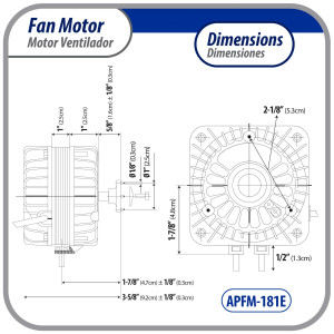 Appli Parts APFM-181E Motor Ventilador 18W Condensador y Evaporador 115V 60Hz 1.10A, Incluye Aspa de Aluminio de 25cm y Base de Montaje, Repuesto Universal para Equipos de Refrigeracion Comercial