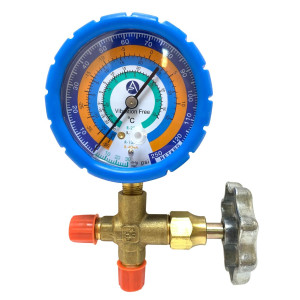 Appli Parts APMG-A2L Manometro Sencillo Baja presion R12/R134/R22/R404 analogo con escala de temperatura en Celsius y conexiones de 1/4 de pulg