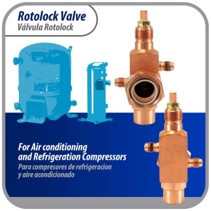 Appli Parts APRV-VA05 Rotolock Valve V05 1-1/4 in x 7/8 in ODF solder connection Universal replacement valve will work for refrigeration and air conditioning systems