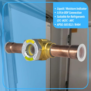 Appli Parts APSG-58S 5/8 in Sight Glass and liquid moisture indicator Solder connections with take-apart Body for HVAC/R installations suitable for CFC HCFC HFC refrigerants