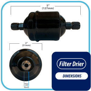 Appli Parts APFD-052 1/4 in Liquid Line Refrigerant AC Filter Drier hvac Refrigeration 052 SAE Flare connection universal unidirectional 4-1/2 in long 2 in wide 