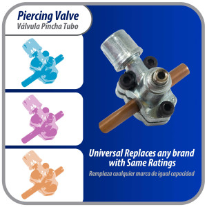 Appli Parts APT-PV110 1/4, 5/16, 3/8 in Bullet Piercing Valve kit with tube size adapters and o ring seal for small refrigeration systems with 1/4 in SAE Service Port