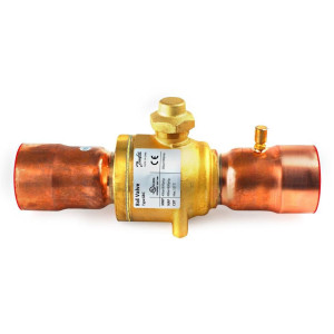 Danfoss 009L7066 2-5/8in Shut Off Ball Valve ODF GBC 67s Multiple Refrigerant MWP 650psi WT -40F to 300F with 1/4in SAE Schrader Valve Bi-Flow 