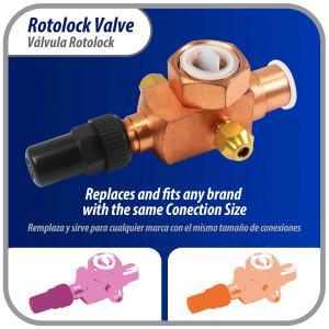 Appli Parts APRV-VA04 Valvula Rotolock V04 1-1/4 pulg x 3/4 pulg Soldable con puertos de acceso de 1/4 pulg Universal para sistemas de refrigeracion y aire acondicionado