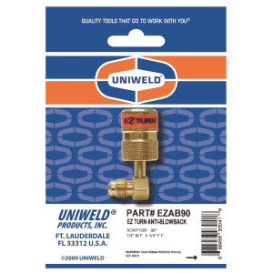 Uniweld Adaptador 90 Ez-Turn Anti-Blowback 1/4 pulg MF x 1/4 pulg FF para R-410a, CFC, HCFC ; HFC EZAB90