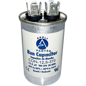 Appli Parts Run Capacitor for ac 12.5 Mfd uF (microfarads) 370VAC CBB65 Round Universal fit for hvac and other applications 3 in High 1-5/8 in Wide CON-12.5-370-R
 Appli Parts Run Capacitor for ac 12.5 Mfd uF (microfarads) 370VAC CBB65 Round Universal fit for hvac and other applications 3 in High 1-5/8 in Wide CON-12.5-370-R
