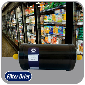 Appli Parts APFD-414S 1/2 in Liquid Line Refrigerant AC Filter Drier hvac Refrigeration 414S ODF Sweat Solder connection universal unidirectional 9-1/2 in long 3-1/2 in wide