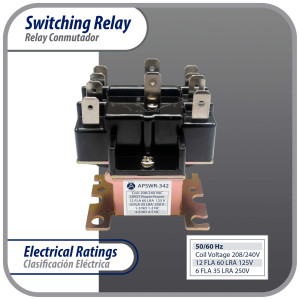 Appli Parts APSWR-342 90-342, 208-240 VAC Coil, General Purpose Switching Relay, DPDT, for HVAC applications and other general electrical installations, Replaces APSR-342