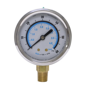 Uniweld GSL312-3 Esfera de 2.5 pulg Rellena de Liquido (Glicerina), Conector 1/4 pulg NPT, 0-60 Psi, 0-4 Bar