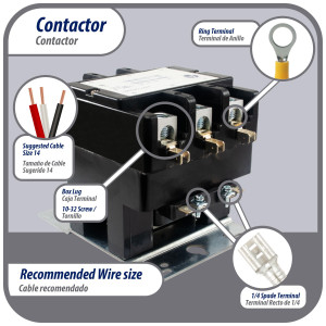 Contactor 3 Polos 75A 120V repuesto para compresores de CA y otras aplicaciones electricas Certificacion UL 476929 de Trabajo Pesado, Appli Parts modelo APAC-375120