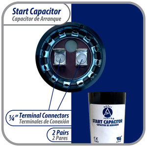 Appli Parts CON-88-110 Capacitor de Arranque 80-106 MFD (microfaradios) uF, 110-125 VAC. Universal para Motores Electricos, condensador de arranque de 3.7 cm de Diametro, 7 cm de Alto