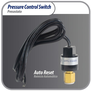 Appli Parts APPS-550450 Valvula Presostato R410 Alta, Abre 550 psi, Cierra 450 psi, 1 m Cable, SPST, 1/4 SAE Hembra, Reset Automatico, remplazo Universal para Aire Acondicionado