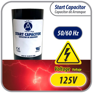 Appli Parts CON-124-110 Capacitor de Arranque 124-149 MFD (microfaradios) uF, 110-125 VAC. Universal para Motores Electricos, condensador de arranque de 3.7 cm de Diametro, 7 cm de Alto